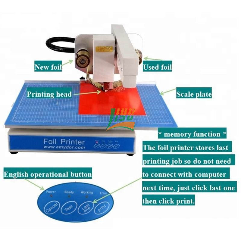 2019 Latest Flatbed Digital Aluminium Hot Gold Foil Stamping Printer Automatic Printing Machine for Invitation, Letterr, Book Cover, Menu, Calendar 